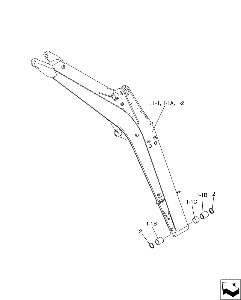 Схема запчастей Case CX17B - (03-002) - BOOM, HOE (84) - BOOMS, DIPPERS & BUCKETS