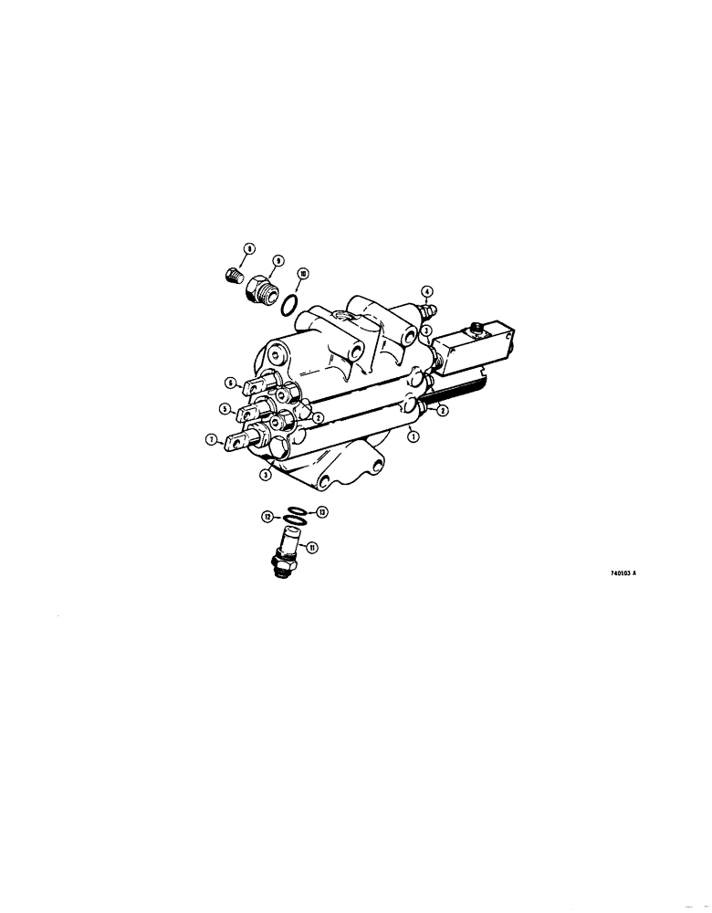 Схема запчастей Case 680E - (298[1]) - L55010 LOADER CONTROL VALVE (3 SPOOL) (35) - HYDRAULIC SYSTEMS