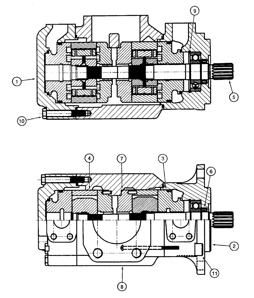 Схема запчастей Case 921B - (8-007[A]) - EQUIPMENT AND STEERING PUMP, P.I.N. JEE0051800 AND AFTER (08) - HYDRAULICS