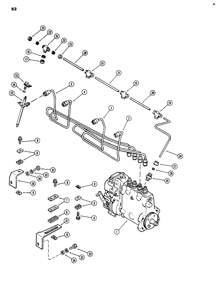 Схема запчастей Case 680G - (052) - FUEL INJECTION SYSTEM, 336BD DIESEL ENGINE (03) - FUEL SYSTEM