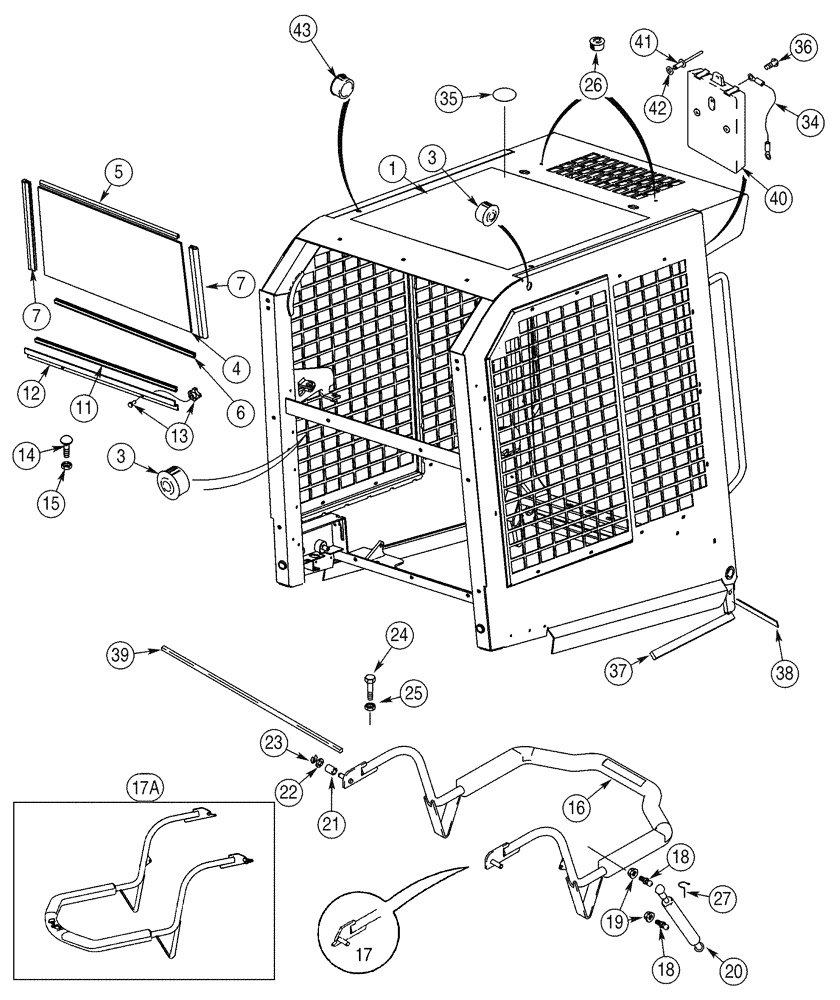 Схема запчастей Case 95XT - (09-39) - CANOPY, ROPS - FRAME & SEAT BAR, MODELS W/DELUXE HEATER (09) - CHASSIS/ATTACHMENTS