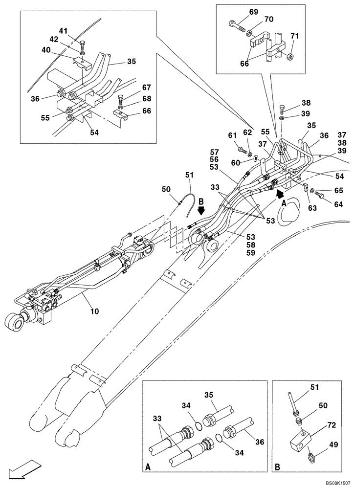 Схема запчастей Case CX135SR - (08-024) - HYDRAULICS - ARM CYLINDER, MODELS WITH LOAD HOLD (08) - HYDRAULICS