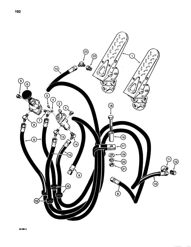 Схема запчастей Case 780B - (192) - BRAKE SYSTEM, TREADLE TO CLUTCH CUTOUT AND PARKING BRAKE (07) - BRAKES