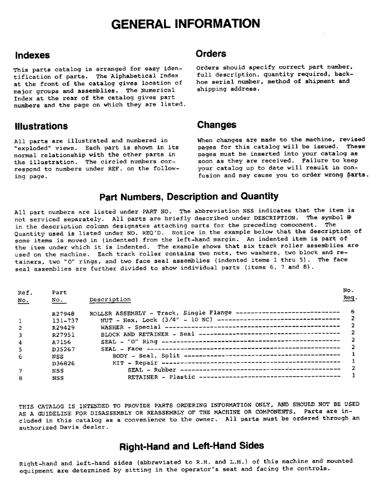 Схема запчастей Case D-70 - (01A) - GENERAL INFORMATION 