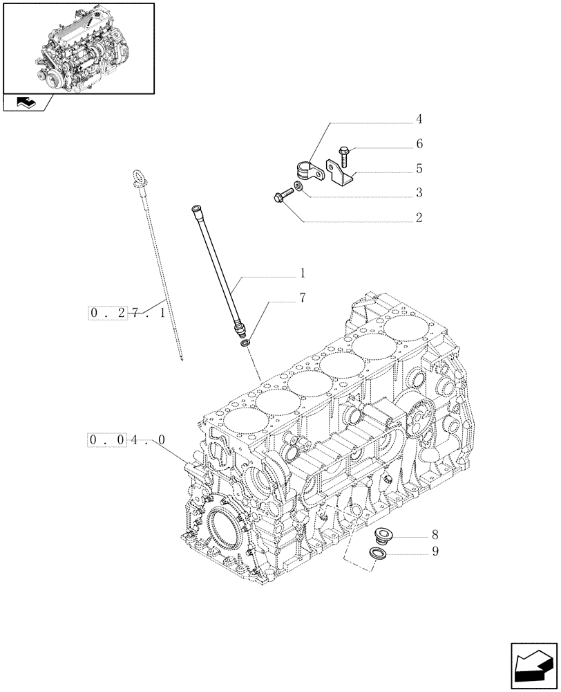 Схема запчастей Case F2CE9684H E010 - (0.27.0) - OIL LEVEL CHECK (504228960 - 504055391) 