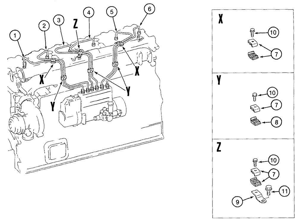 Схема запчастей Case 9050 - (3-08) - INJECTION TUBES (03) - FUEL SYSTEM