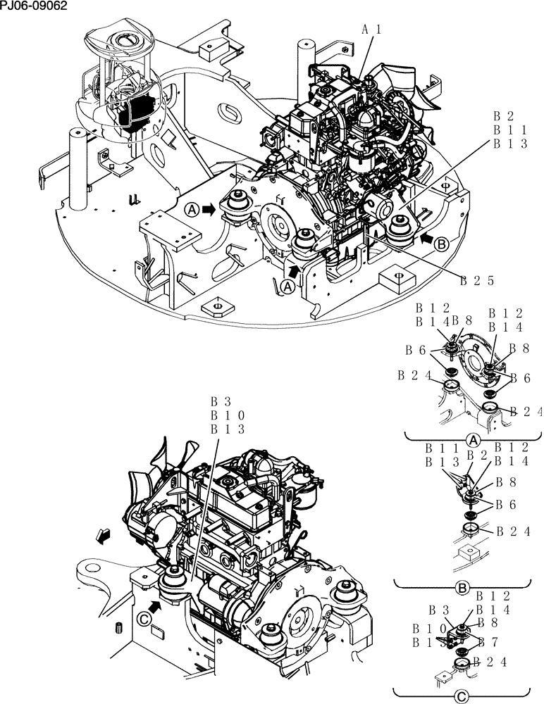 Схема запчастей Case CX50B - (025-01A[1]) - ENGINE INSTAL (10) - ENGINE