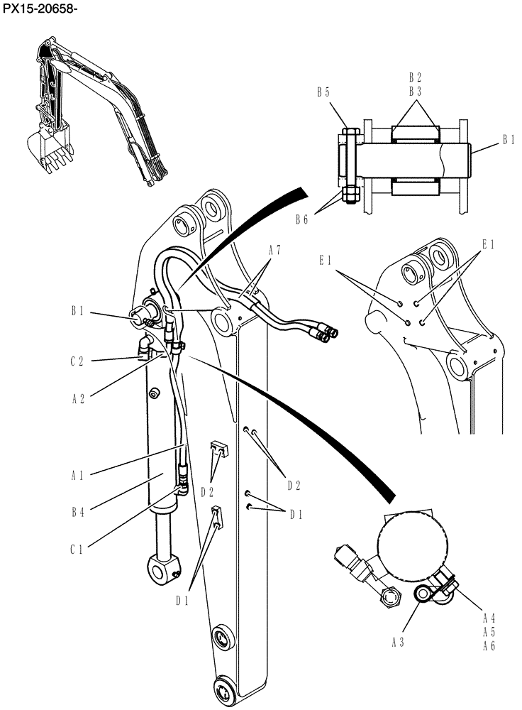 Схема запчастей Case CX36B - (610-01[1Z83]) - HYD LINES, ARM 1.32M (4FT 4IN) Attachment