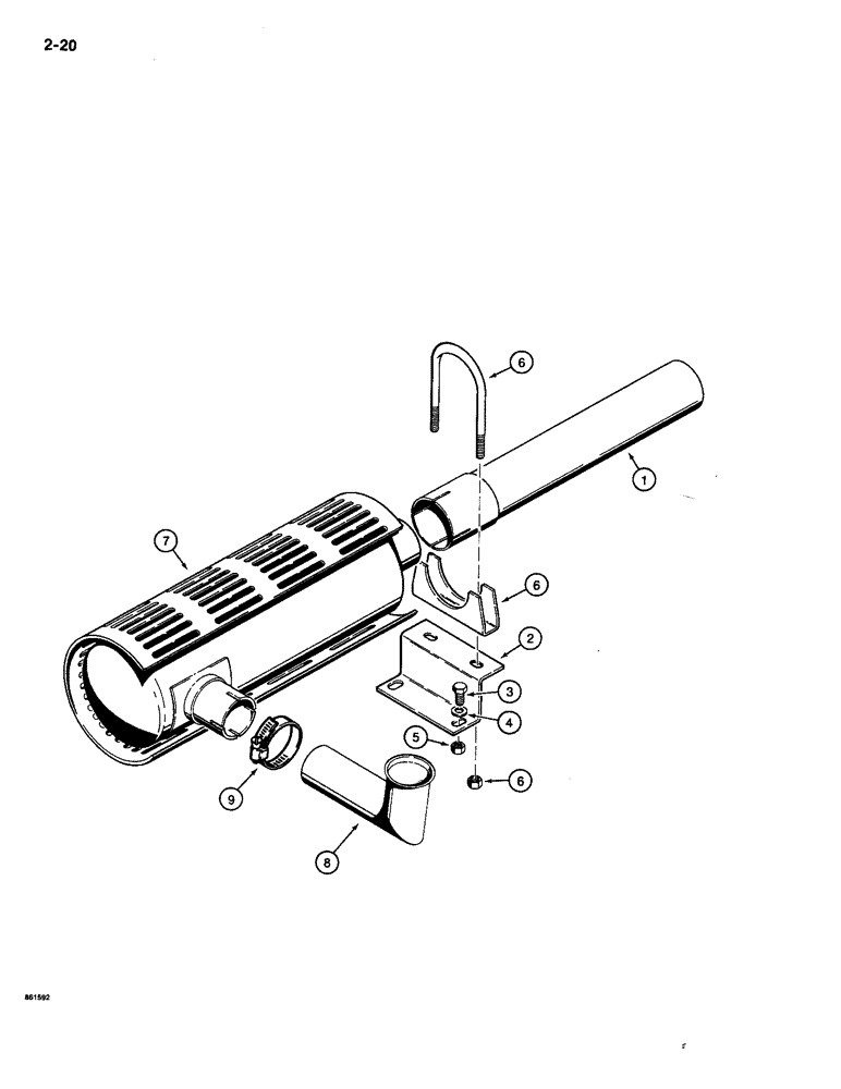 Схема запчастей Case CASE - (2-20) - MUFFLER AND EXHAUST SYSTEM (02) - ENGINE