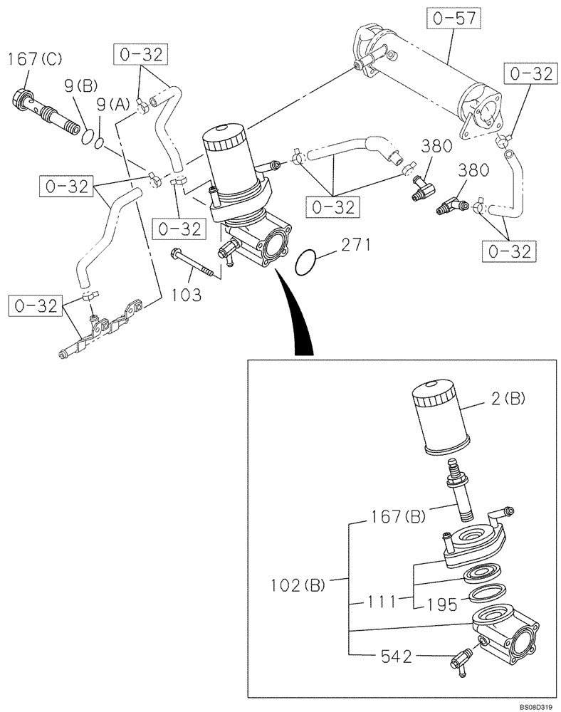 Схема запчастей Case CX75SR - (02-23) - OIL COOLER - ENGINE (02) - ENGINE