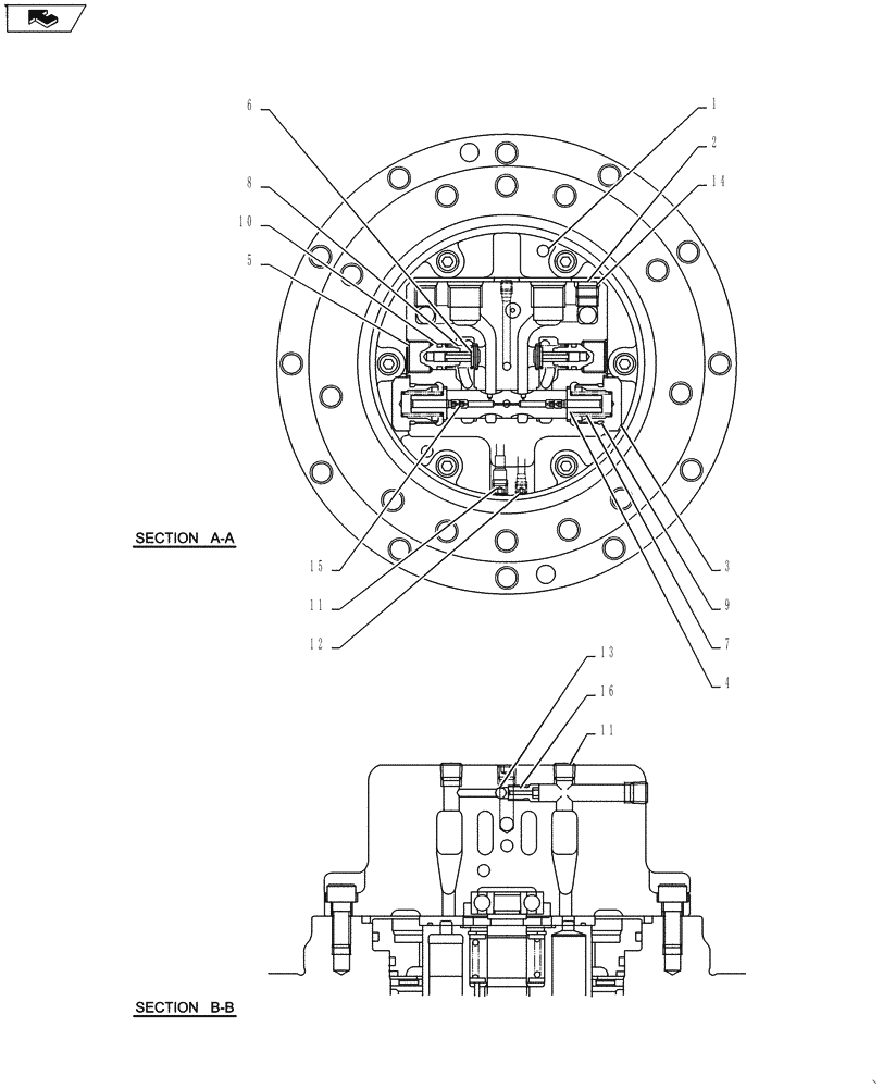 Схема запчастей Case CX55BMSR - (02-017[03]) - MOTOR INSTALL, PROPEL (35) - HYDRAULIC SYSTEMS