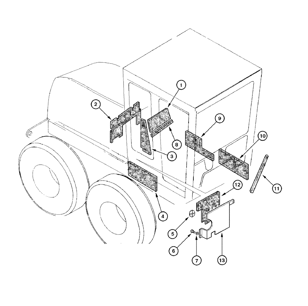 Схема запчастей Case 865 DHP - (9-048) - NOISE INSULATOR - ENGINE HOOD (09) - CHASSIS