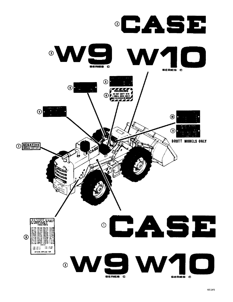 Схема запчастей Case W9C - (260) - DECALS (09) - CHASSIS