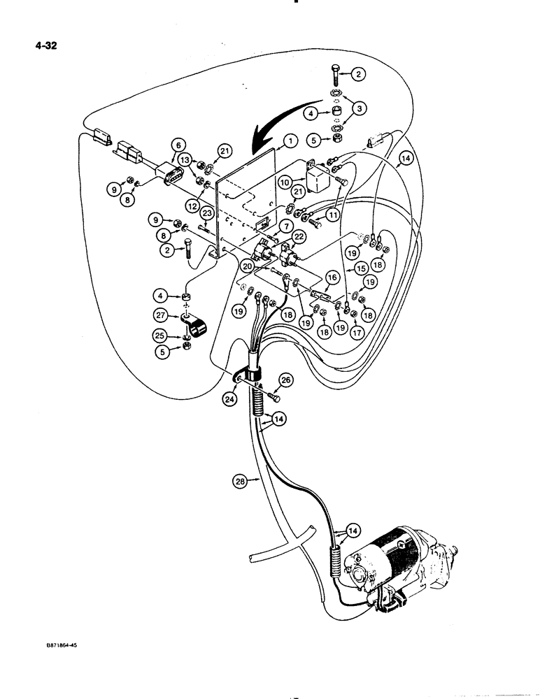 Схема запчастей Case W11B - (4-032) - ELECTRICAL SYSTEM, REAR HARNESS TO RELAY PANEL, P.I.N. 9162788 THRU 9164336 (04) - ELECTRICAL SYSTEMS