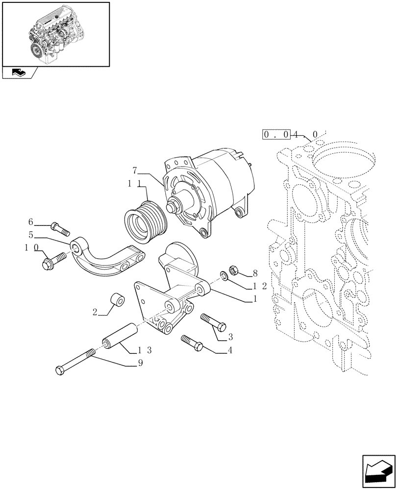 Схема запчастей Case F3AE0684S E908 - (0.40.0) - ALTERNATOR (504087806) 