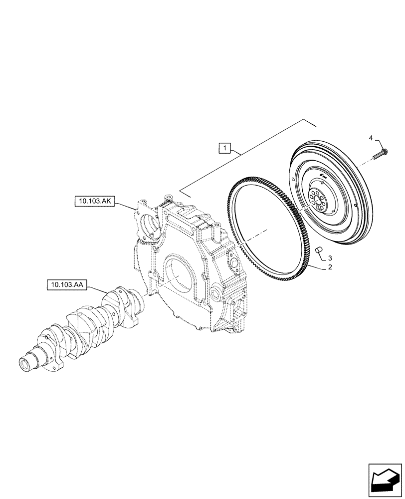 Схема запчастей Case F5CE5454B A005 - (10.103.AH) - ENGINE, FLYWHEEL (10) - ENGINE