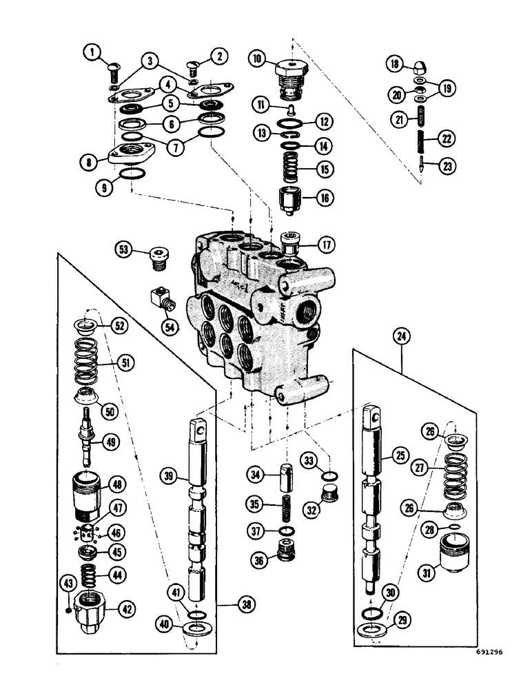 Схема запчастей Case W7 - (270) - A19984 AND A16940 LOADER CONTROL VALVES (08) - HYDRAULICS