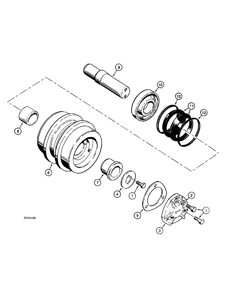 Схема запчастей Case 1150E - (5-18) - CARRIER ROLLER (11) - TRACKS/STEERING