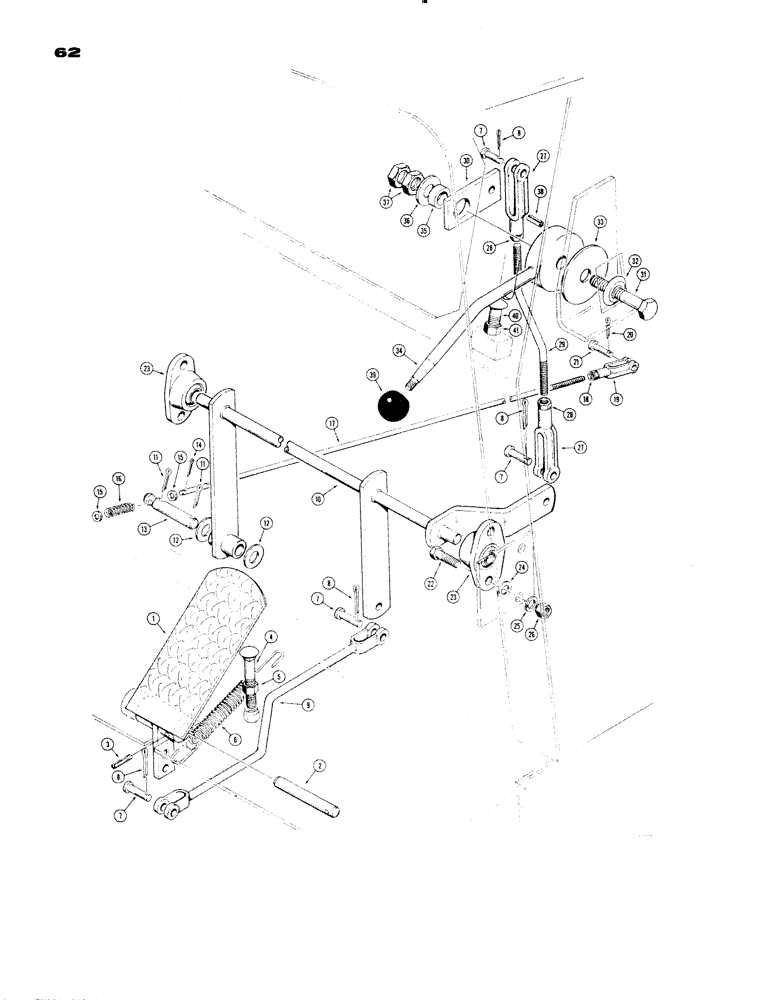 Схема запчастей Case 1150 - (062) - THROTTLE CONTROL LINKAGE (01) - ENGINE