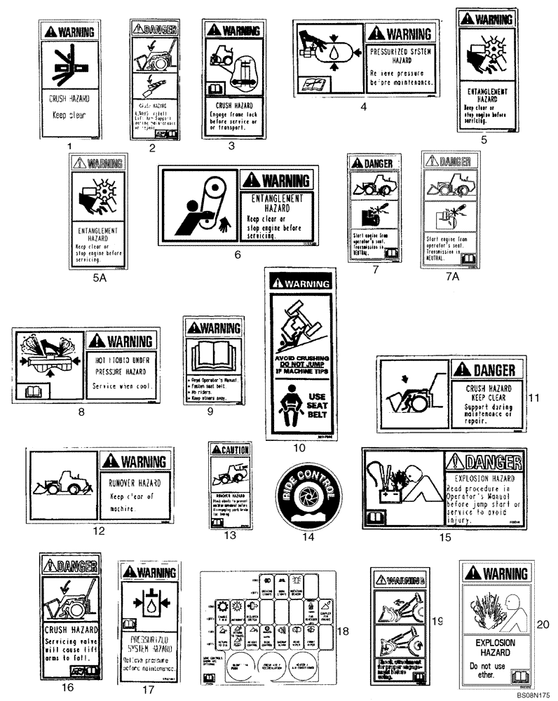 Схема запчастей Case 521E - (09-99) - DECALS - ENGLISH (09) - CHASSIS