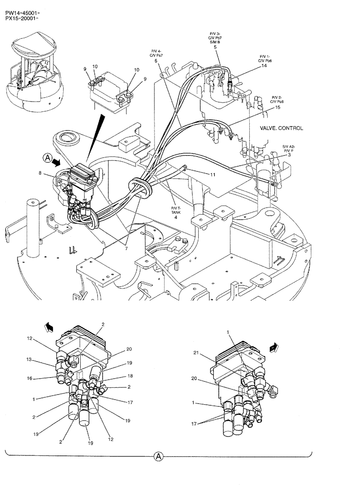 Схема запчастей Case CX36B - (05-011) - CONTROL LINES, PROPEL (NIBBLER & BREAKER + TRAVEL ALARM) OPTIONAL PARTS