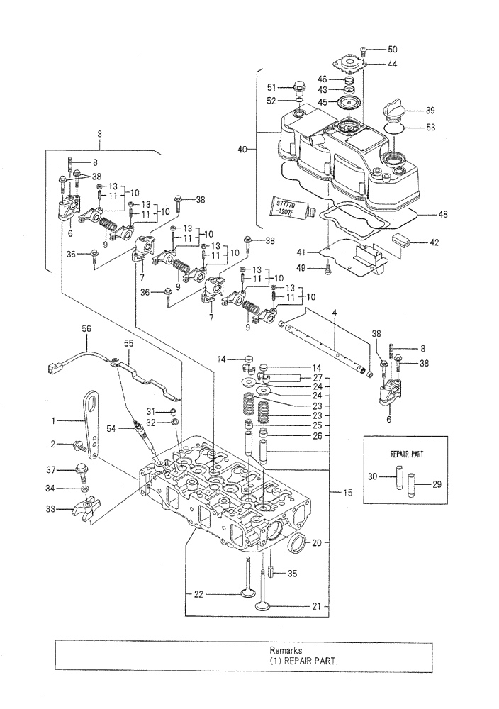 Схема запчастей Case CX36B - (08-004) - CYLINDER HEAD & BONNET ENGINE COMPONENTS