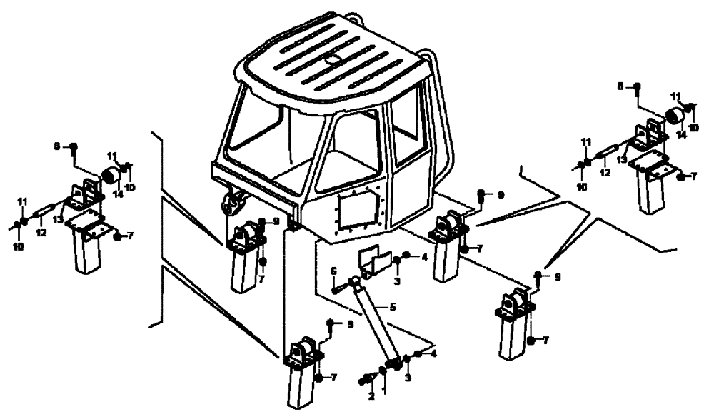 Схема запчастей Case 340B - (52A00020567[001]) - MOUNTING, CAB (P.I.N. HHD0340BN7PG58147 AND AFTER) (84244091) (10) - Cab/Cowlings