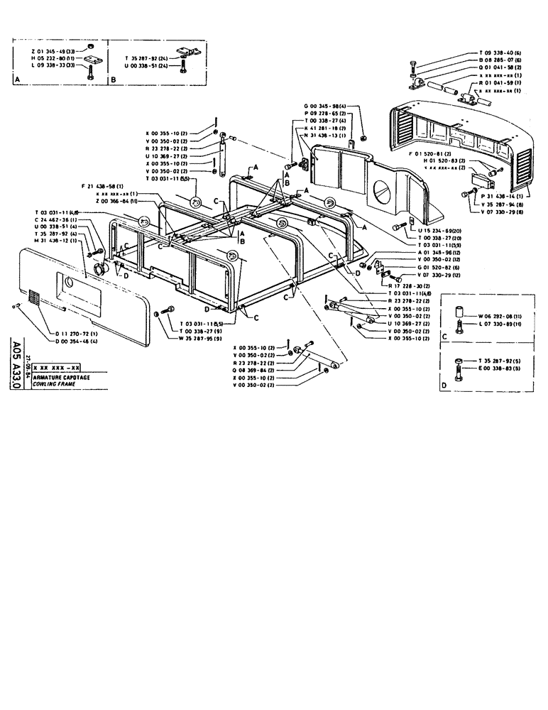 Схема запчастей Case 160CK - (009) - COWLING FRAME (05) - UPPERSTRUCTURE CHASSIS