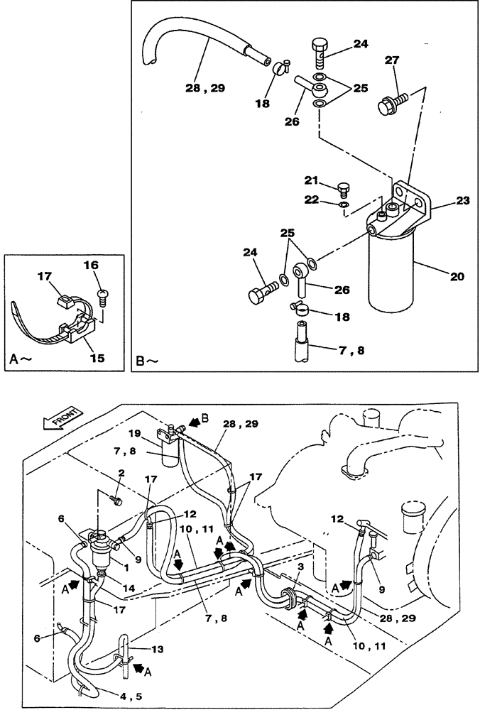 Схема запчастей Case CX210LR - (03-02[01]) - FUEL SYSTEM (DOUBLE FUEL FILTER) (03) - FUEL SYSTEM