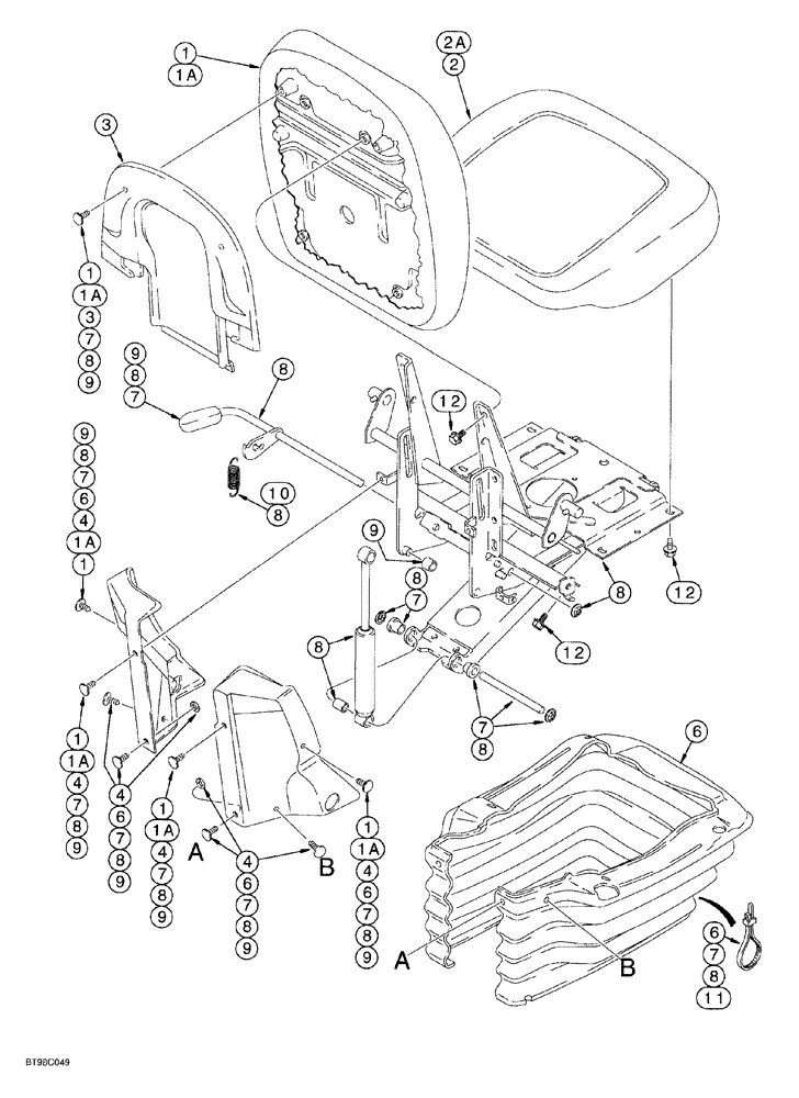 Схема запчастей Case 580SL - (9-108) - SUSPENSION SEAT ASSEMBLIES (09) - CHASSIS/ATTACHMENTS