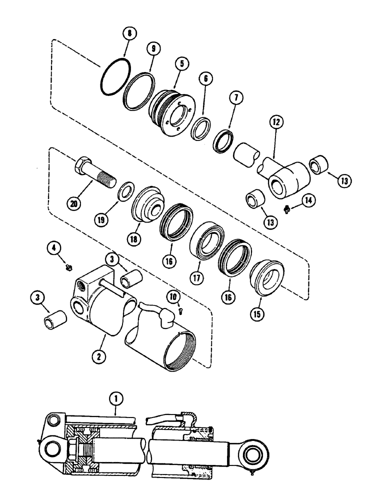 Схема запчастей Case 880B - (252) - TOOL CYLINDER, (5" DIA. CYLINDER W/31-3/32" STROKE) (07) - HYDRAULIC SYSTEM