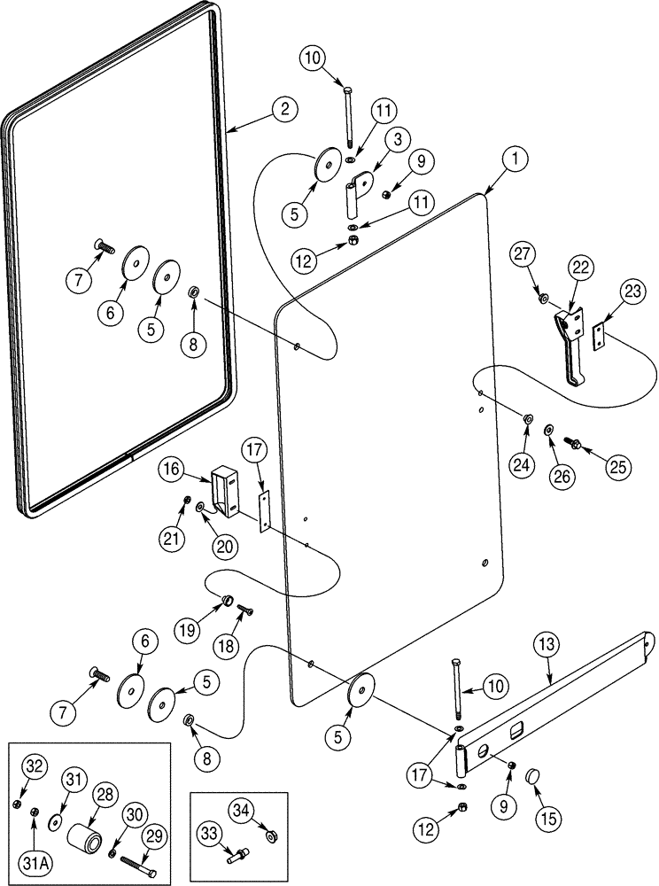 Схема запчастей Case 521D - (09-42) - CAB - WINDOW, RIGHT-HAND (09) - CHASSIS