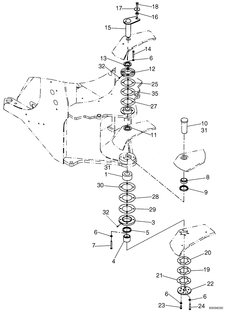 Схема запчастей Case 521D - (09-12D) - CHASSIS - REAR PIVOT ASN JEE0140242 (09) - CHASSIS