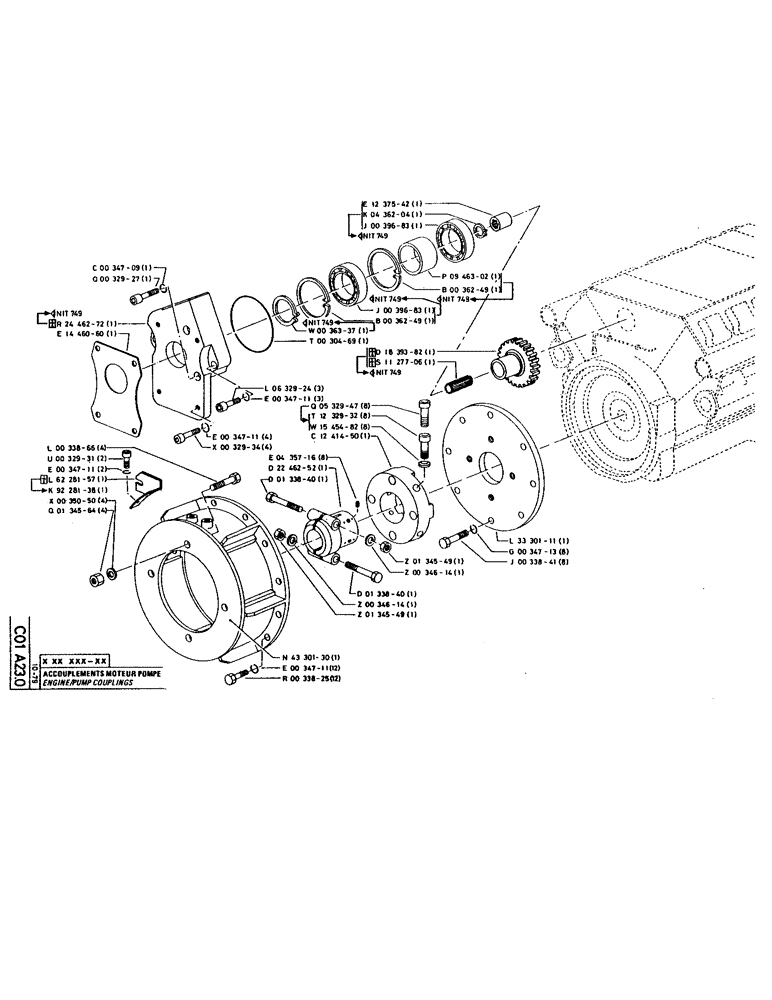 Схема запчастей Case 220 - (080) - ENGINE/PUMP COUPLINGS (01) - ENGINE