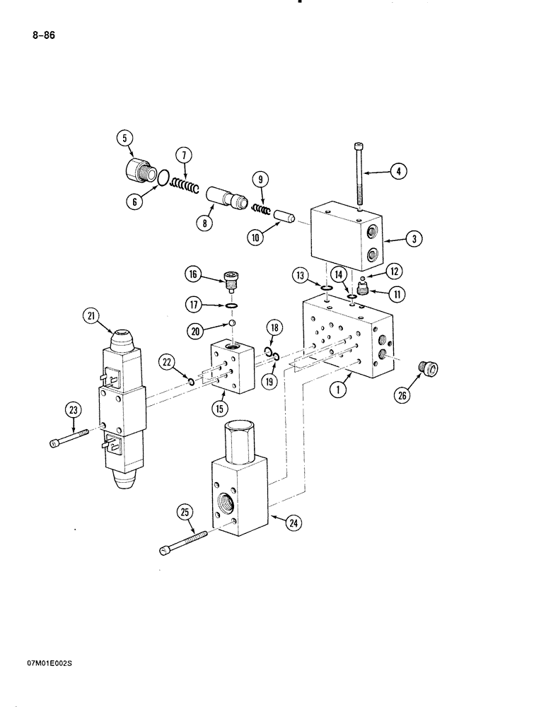 Схема запчастей Case 888 - (8-086) - SOLENOID VALVE AND SWING BRAKE RELEASE (08) - HYDRAULICS