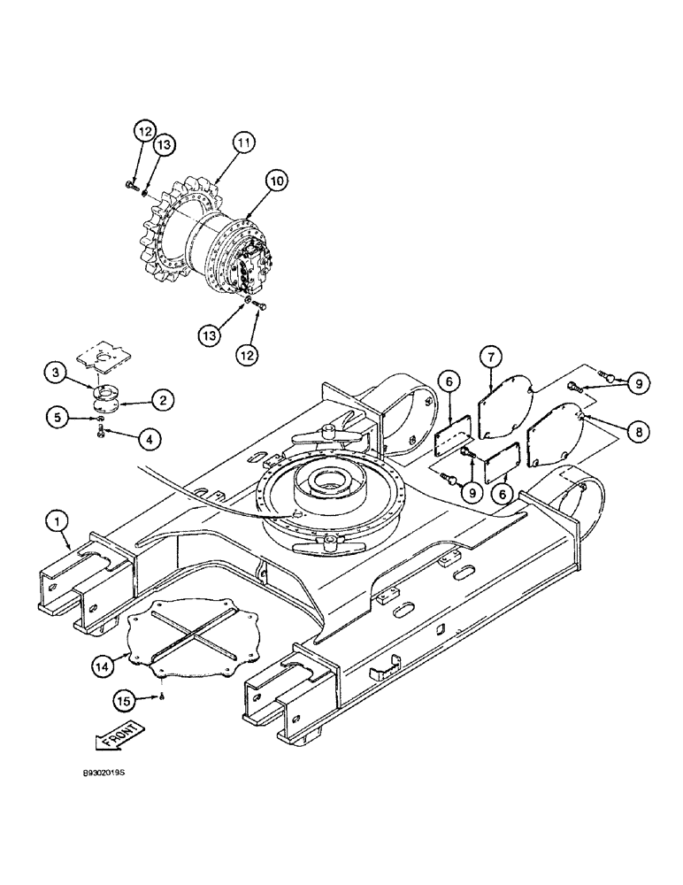 Схема запчастей Case 9010 - (5-02) - TRACK FRAME AND DRIVE SPROCKET (11) - TRACKS/STEERING