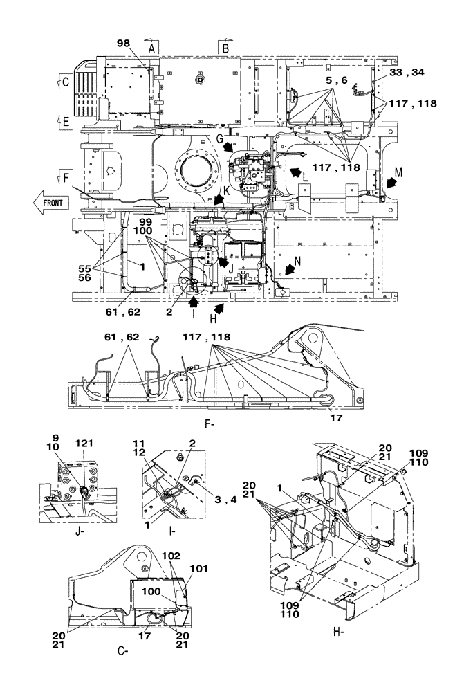 Схема запчастей Case CX350C - (04-001[01]) - CHASSIS ELECTRICAL CIRCUIT (04) - ELECTRICAL SYSTEMS