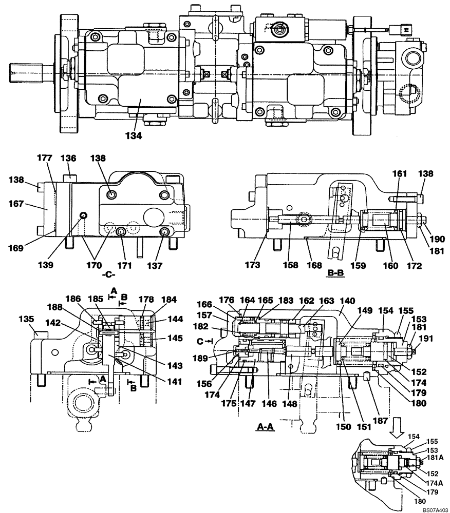 Схема запчастей Case CX160 - (08-90) - KLJ0653 PUMP ASSY, HYDRAULIC (08) - HYDRAULICS