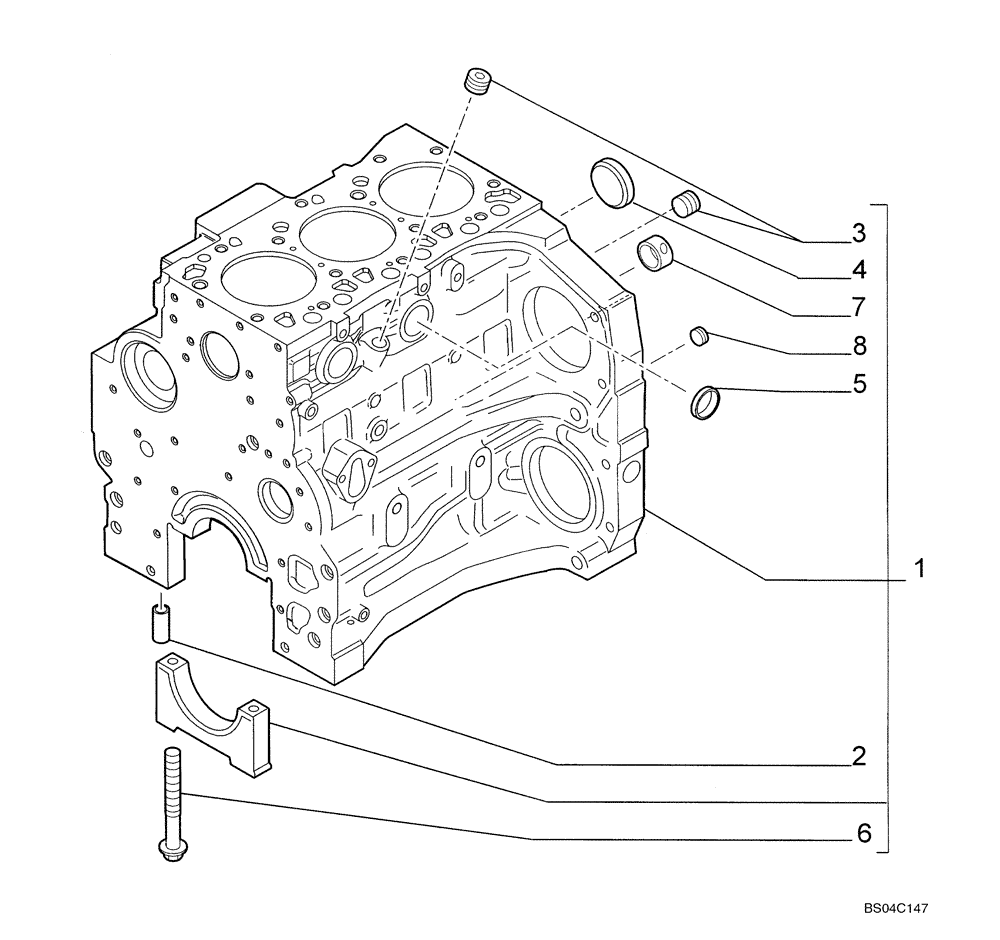 Схема запчастей Case 435 - (02-09) - CYLINDER BLOCK (02) - ENGINE