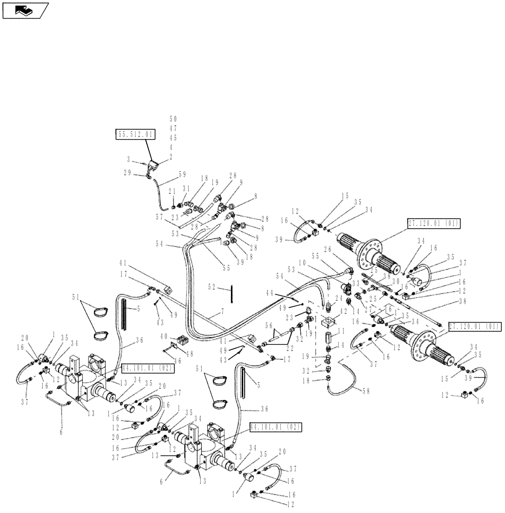 Схема запчастей Case PT240 - (88.100.01[02]) - TIRE INFLATION SYSTEM (GROUP 346-ND144886) (88) - ACCESSORIES