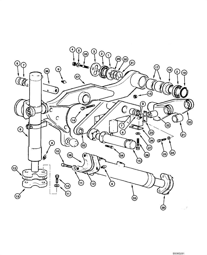 Схема запчастей Case 865 - (08.63[00]) - CYLINDER - SADDLE AND ACTUATING (3 HOLES) (08) - HYDRAULICS