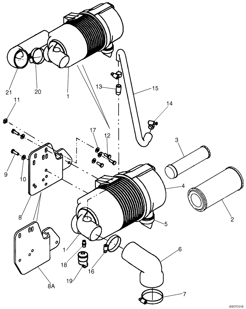 Схема запчастей Case 430 - (02-04) - AIR CLEANER - ENGINE (02) - ENGINE