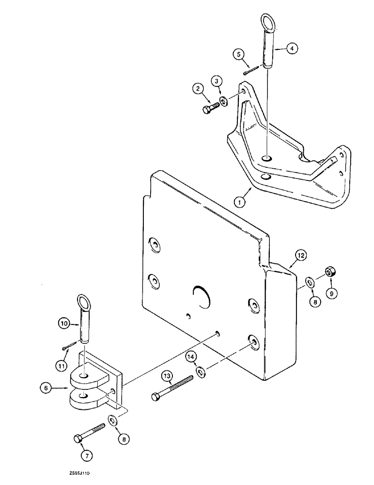 Схема запчастей Case 550E - (9-08) - DRAWBARS AND COUNTERWEIGHT, WITH NO REAR EQUIPMENT, 64 INCH GAUGE LGP MODELS (09) - CHASSIS/ATTACHMENTS