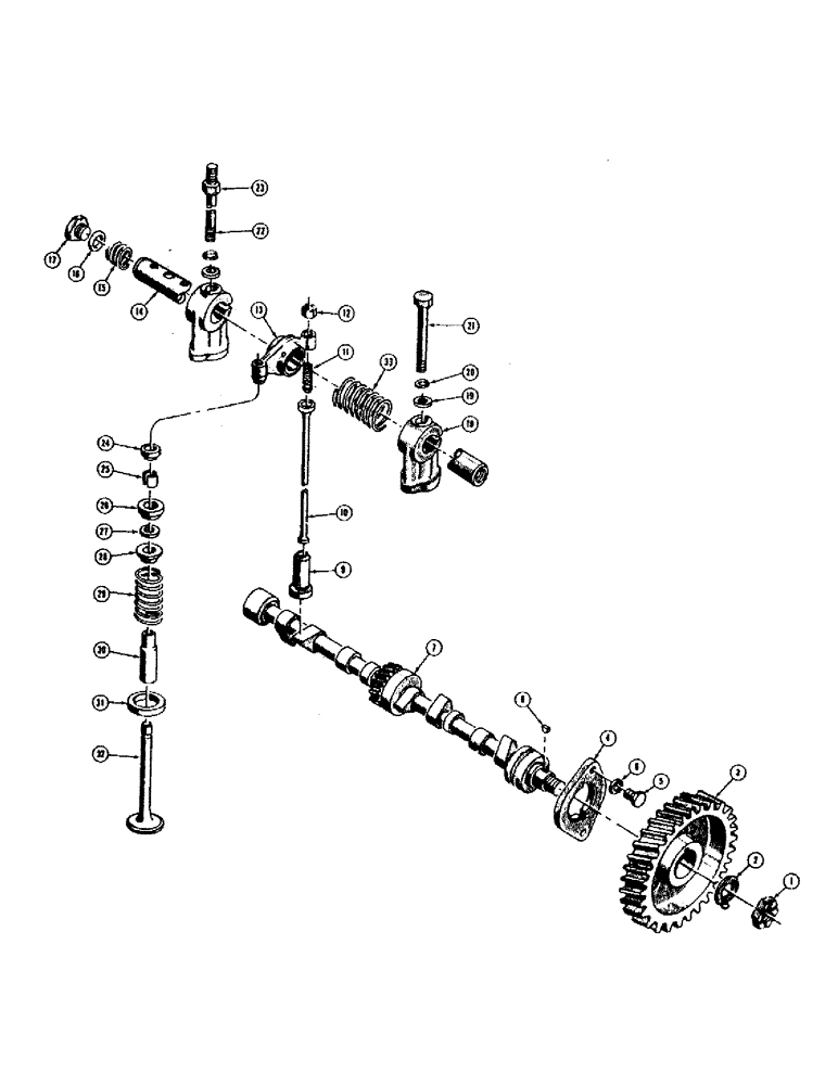 Схема запчастей Case 420B - (038) - VALVES, PUSH RODS, AND CAMSHAFT - DIESEL 