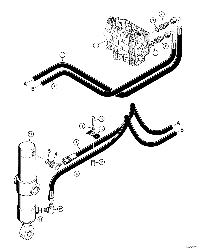 Схема запчастей Case 550H-IND - (08-07) - HYDRAULIC CIRCUIT, RIPPER (08) - HYDRAULICS