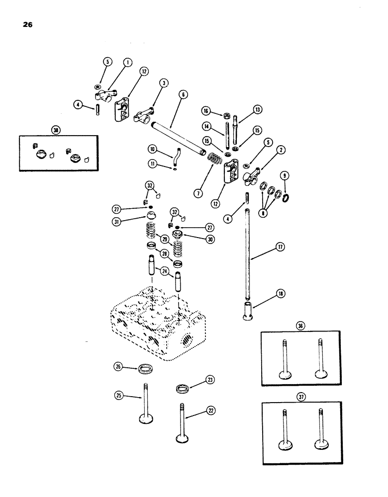 Схема запчастей Case 850B - (026) - VALVE MECHANISM, 336BD AND 336BDT DIESEL ENGINES (01) - ENGINE