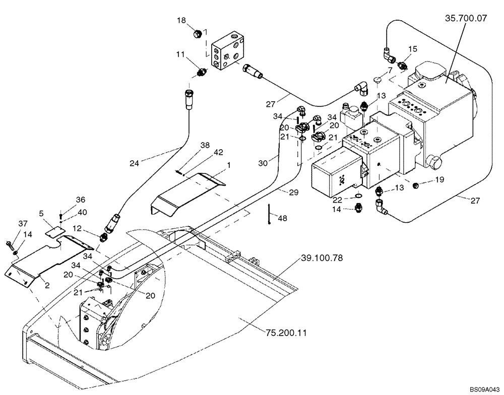 Схема запчастей Case SV212 - (35.910.09[01]) - LINES, VIBRATORY DRUM (ACE) - BSN DDD003017 (35) - HYDRAULIC SYSTEMS