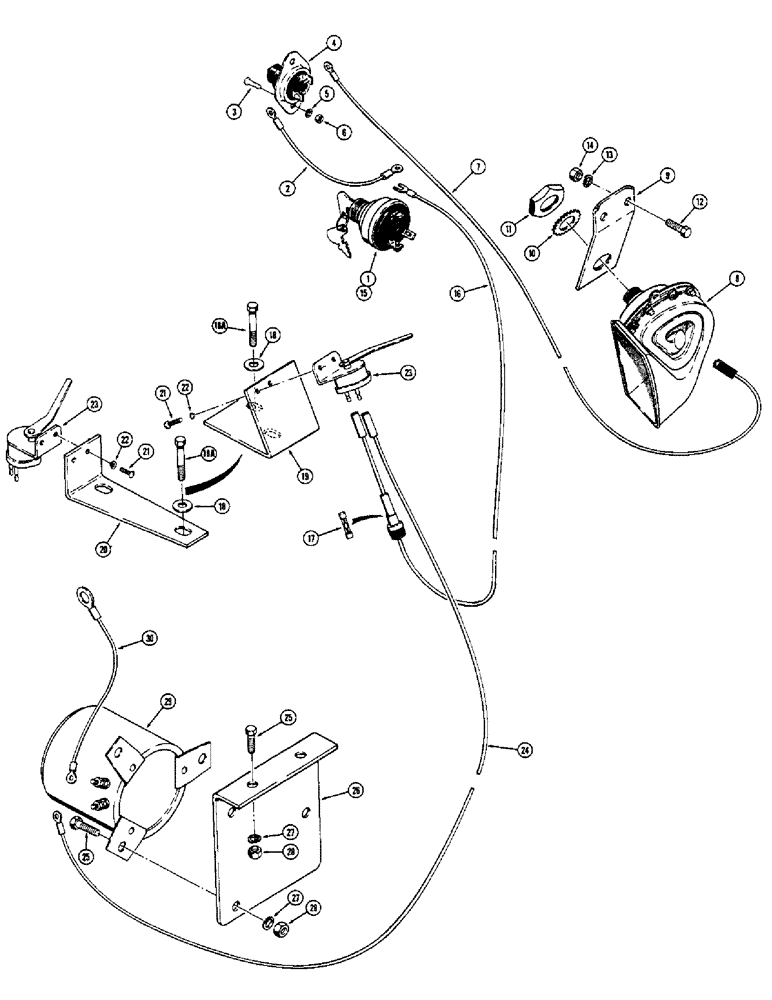 Схема запчастей Case 580B - (121A) - HORN AND BACKUP ALARM (04) - ELECTRICAL SYSTEMS