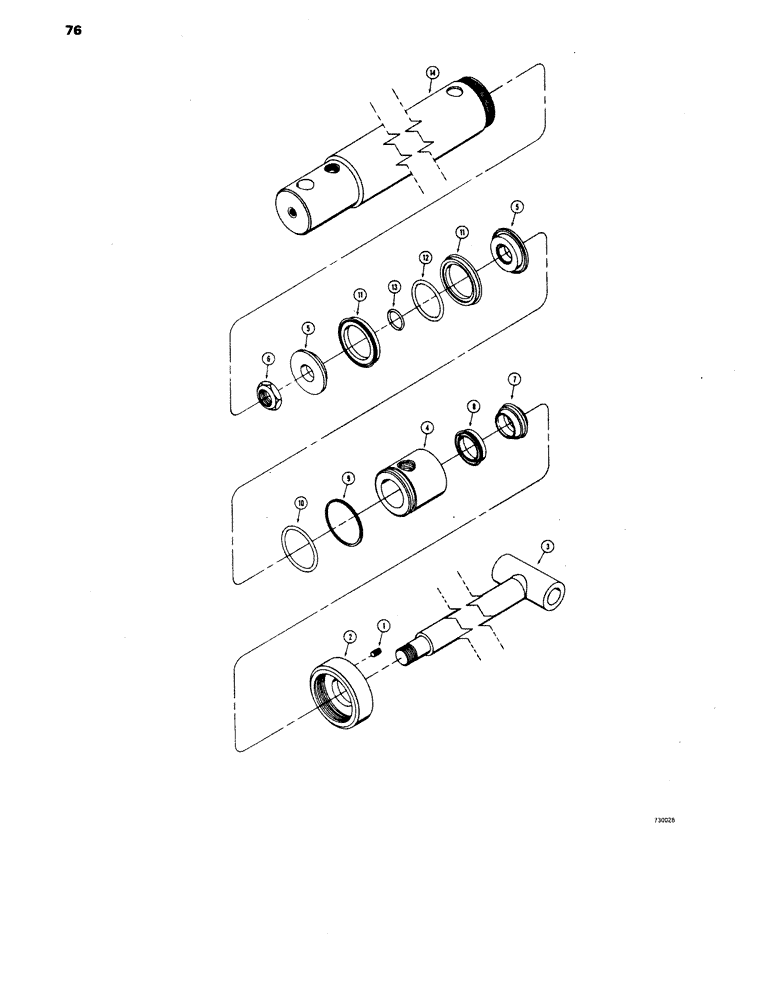 Схема запчастей Case 1816 - (76) - D56773 BUCKET CYLINDERS, WARD CYLINDER, NO SPUDS AT HYDRAULIC PORTS (35) - HYDRAULIC SYSTEMS