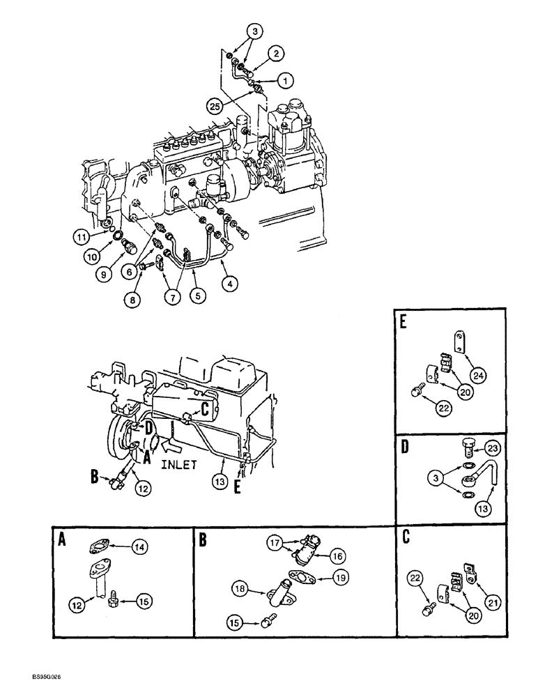 Схема запчастей Case 9060B - (2-58) - OIL LINES FOR AIR COMPRESSOR AND INJECTION PUMP, 6D22-TC ENGINE (02) - ENGINE